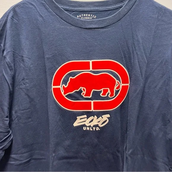 Ecko Unlimited Dark Blue T-Shirt with Red Graphic - Picture 2 of 3